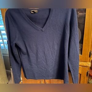 Lord & Taylor deep blue v neck soft Marino wool!
